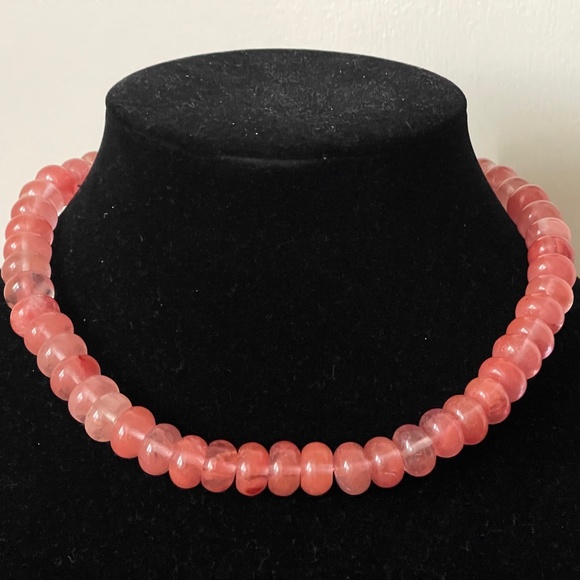 Ann Taylor Necklace Pink Glass Beads, toggle clasp - Picture 3 of 6